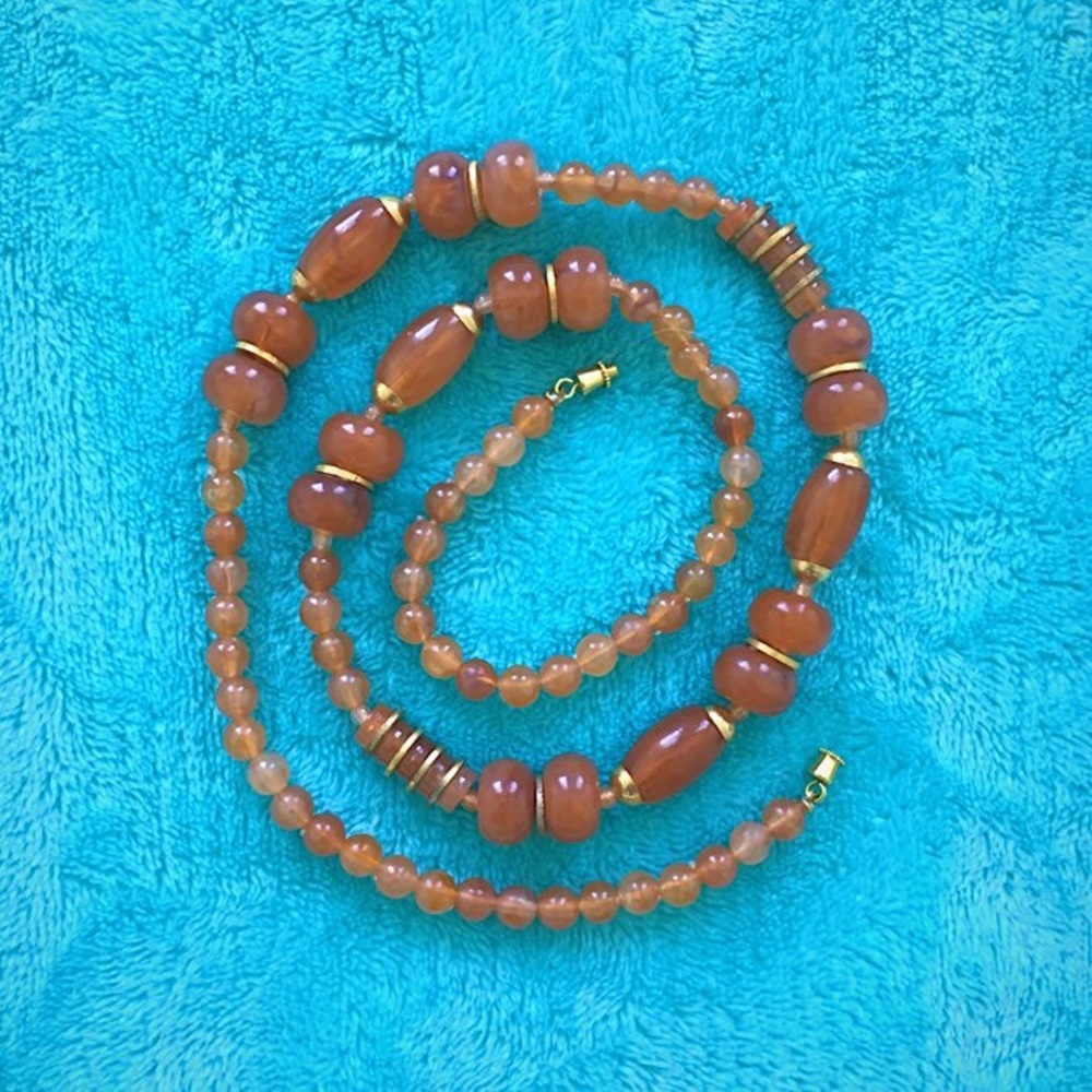 Vintage Vibrant Orange Glass Beaded Necklace